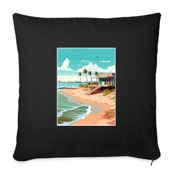 Crystal Beach Texas Vintage Reiseposter Souvenir - Sofakissenbezug 45 x 45 cm - Schwarz - Vorne