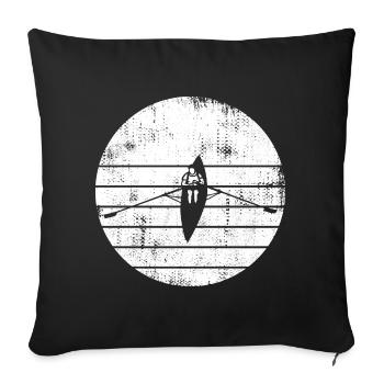 Ruderboot Zeichnung - Sofakissenbezug 45 x 45 cm - Schwarz - Vorne