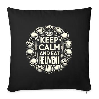 Gardez votre calme et mangez Pelmeni cadeau - Housse de coussin décorative 45 x 45 cm - noir - Devant