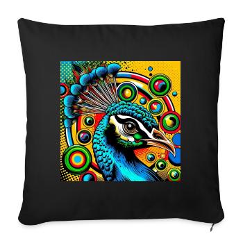 Paon Pop Art - Housse de coussin décorative 45 x 45 cm - noir - Devant