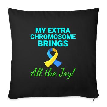 Down-Syndrom-Bewusstsein Joyful Extra Chromosom - Sofakissenbezug 45 x 45 cm - Schwarz - Vorne