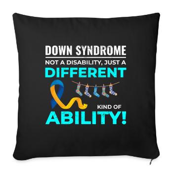 Down Syndrome Awareness Different Ability - Sofa pillowcase 17,3'' x 17,3'' (45 x 45 cm) - black - Front