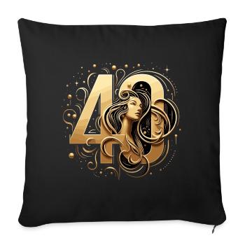 40 ans d’or femme 40e cadeau d’anniversaire - Housse de coussin décorative 45 x 45 cm - noir - Devant