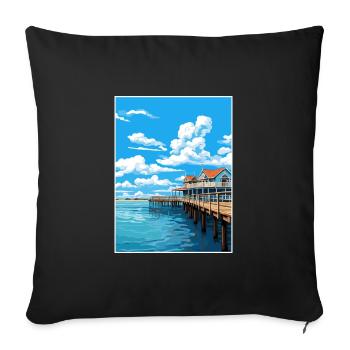 Busselton Jetty Australia Vintage Travel Poster - Sofa pillowcase 17,3'' x 17,3'' (45 x 45 cm) - black - Front