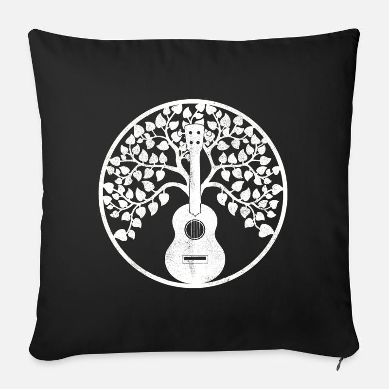 Ukulele tree Mandala weiss - Sofakissenbezug 45 x 45 cm - Schwarz