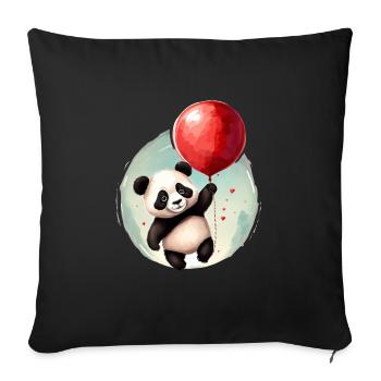 Panda Ours avec Ballon - Housse de coussin décorative 45 x 45 cm - noir - Devant