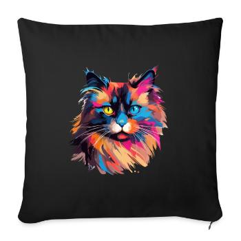 Éclaboussures colorées de peinture de chat birman - Housse de coussin décorative 45 x 45 cm - noir - Devant