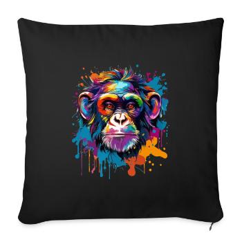 Colorful chimpanzee, splashes of paint, splashes of paint - Sofa pillowcase 17,3'' x 17,3'' (45 x 45 cm) - black - Front