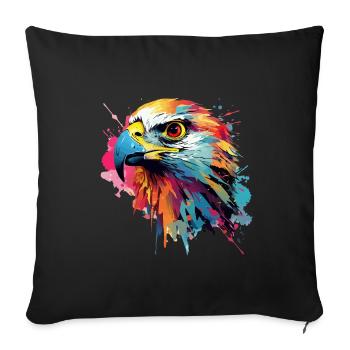 Peinture de faucon coloré blobs éclaboussures de peinture - Housse de coussin décorative 45 x 45 cm - noir - Devant