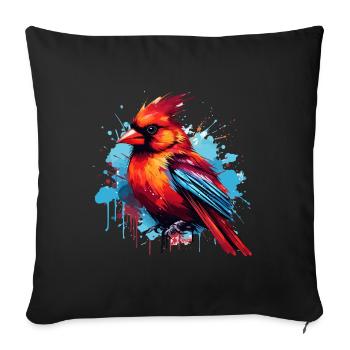 Colorful red cardinal paint splashes - Sofa pillowcase 17,3'' x 17,3'' (45 x 45 cm) - black - Front
