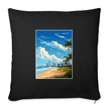 Gold Coast Australia Deco Vintage Travel Poster - Sofa pillowcase 17,3'' x 17,3'' (45 x 45 cm) - black - Front