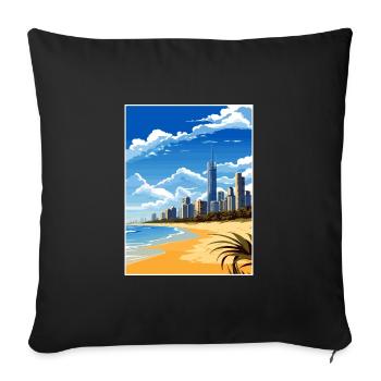 Gold Coast Australia Deco Vintage Travel Poster - Sofa pillowcase 17,3'' x 17,3'' (45 x 45 cm) - black - Front
