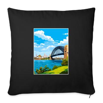 Sydney Harbour Bridge Australien Reiseposter - Sofakissenbezug 45 x 45 cm - Schwarz - Vorne