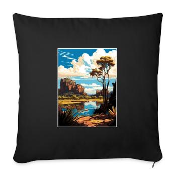 Kakadu National Park Australia Travel Poster - Sofa pillowcase 17,3'' x 17,3'' (45 x 45 cm) - black - Front