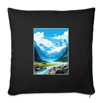 Franz Josef Glacier New Zealand Travel Poster - Sofa pillowcase 17,3'' x 17,3'' (45 x 45 cm) - black - Front