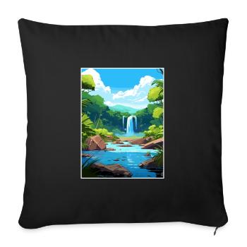 Daintree Rainforest Australia Deco Travel Poster - Sofa pillowcase 17,3'' x 17,3'' (45 x 45 cm) - black - Front