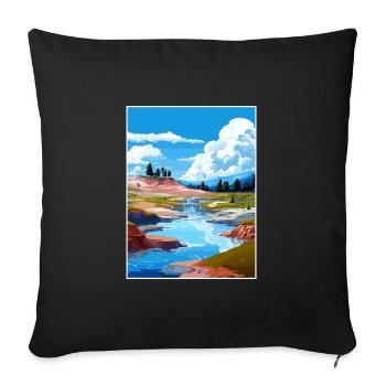 Whakarewarewa Geothermal Valley Travel Poster - Sofa pillowcase 17,3'' x 17,3'' (45 x 45 cm) - black - Front