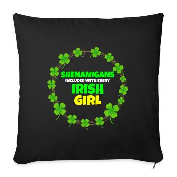 Manigances incluses : Fille irlandaise de la Saint-Patrick - Housse de coussin décorative 45 x 45 cm - noir - Devant