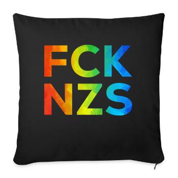 Fck NZS Regenbogen - Sofakissenbezug 45 x 45 cm - Schwarz - Vorne