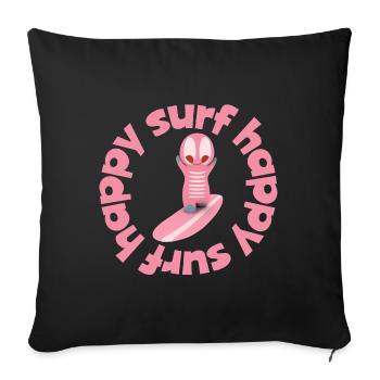 Niedliche Surf Kawaiifigur  - Sofakissenbezug 45 x 45 cm - Schwarz - Vorne