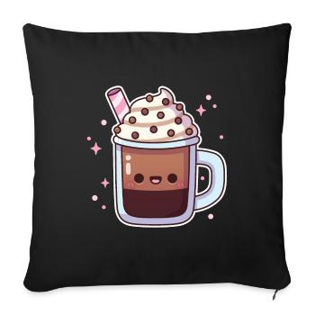 Cute Iced Coffee With Whipped Cream - Sofa pillowcase 17,3'' x 17,3'' (45 x 45 cm) - black - Front