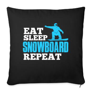 Funny Eat Sleep Snowboard Repeat - Snowboarding - Housse de coussin décorative 45 x 45 cm - noir - Devant