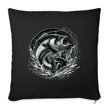 Pêcheur pêcheur dynamique cadeau - Housse de coussin décorative 45 x 45 cm - noir - Devant