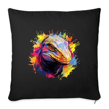 Bunter Komodowaran Farbkleckse Farbspritzer - Sofakissenbezug 45 x 45 cm - Schwarz - Vorne