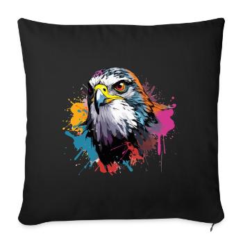 Faucon pèlerin coloré, éclaboussures de peinture, éclaboussures de peinture - Housse de coussin décorative 45 x 45 cm - noir - Devant