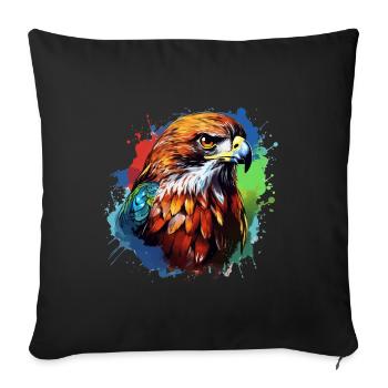 Des taches colorées de faucon à queue rousse d'éclaboussures de peinture - Housse de coussin décorative 45 x 45 cm - noir - Devant