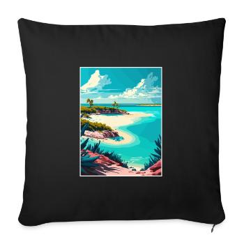 Turks And Caicos Islands Caribbean Travel Poster - Sofa pillowcase 17,3'' x 17,3'' (45 x 45 cm) - black - Front