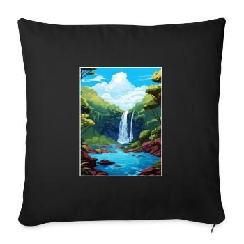 La Paz Waterfall Gardens Costa Rica affiche de voyage - Housse de coussin décorative 45 x 45 cm - noir - Devant