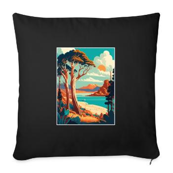Tasmania Australia Vintage Travel Poster Souvenir - Sofa pillowcase 17,3'' x 17,3'' (45 x 45 cm) - black - Front