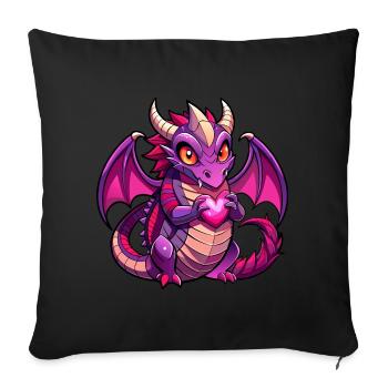 Farbenfroher Drache - Sofakissenbezug 45 x 45 cm - Schwarz - Vorne