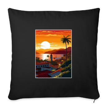 Puerto Vallarta Mexique Vintage voyage affiche WPA - Housse de coussin décorative 45 x 45 cm - noir - Devant