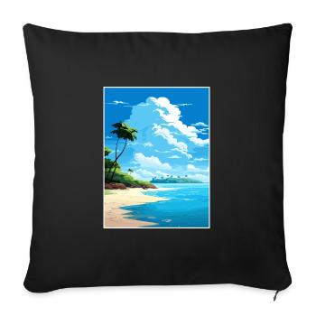 Tortuga Island Costa Rica Vintage Travel Poster - Sofa pillowcase 17,3'' x 17,3'' (45 x 45 cm) - black - Front