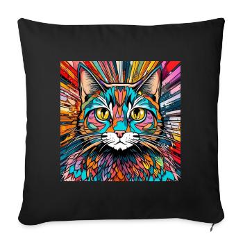 Cat Head Cat Cat Colorful - Sofa pillowcase 17,3'' x 17,3'' (45 x 45 cm) - black - Front