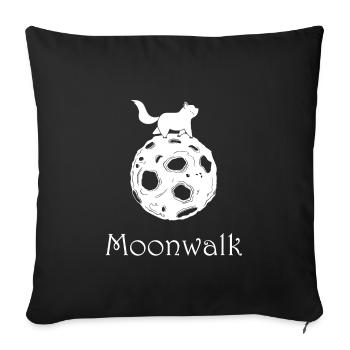 Katze auf dem Mond, Moonwalk, Mond Katze - Sofakissenbezug 45 x 45 cm - Schwarz - Vorne