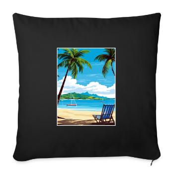 Antigua And Barbuda Caribbean Travel Poster - Sofa pillowcase 17,3'' x 17,3'' (45 x 45 cm) - black - Front