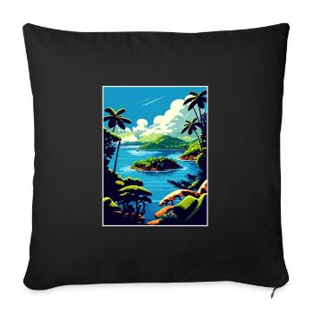 Dominican Republic Caribbean Vintage Travel Poster - Sofa pillowcase 17,3'' x 17,3'' (45 x 45 cm) - black - Front