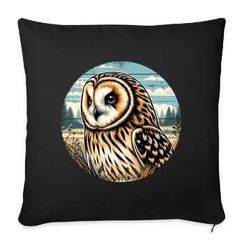 Hibou des marais Hibou - Housse de coussin décorative 45 x 45 cm - noir - Devant