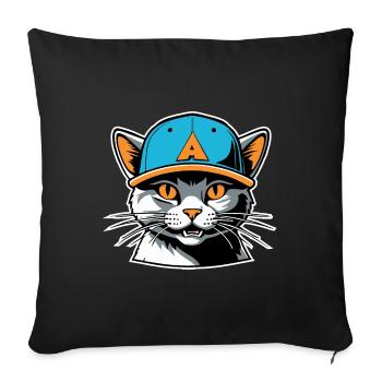 Chat dans un chapeau - Housse de coussin décorative 45 x 45 cm - noir - Devant