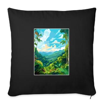 Amazone Regenwald Vintage Reiseposter Souvenir - Sofakissenbezug 45 x 45 cm - Schwarz - Vorne