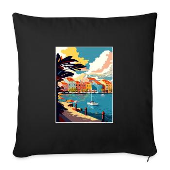 Curaçao Caribbean Vintage Travel Poster Souvenir - Sofa pillowcase 17,3'' x 17,3'' (45 x 45 cm) - black - Front