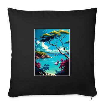 Barbados Caribbean Vintage Travel Poster Souvenir - Sofa pillowcase 17,3'' x 17,3'' (45 x 45 cm) - black - Front