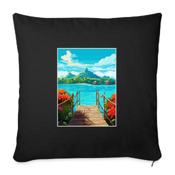 Bora Französisch-Polynesien Vintage Reiseposter WPA - Sofakissenbezug 45 x 45 cm - Schwarz - Vorne
