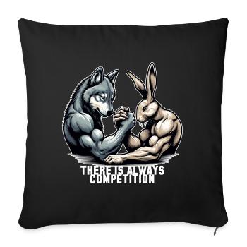 Bras de fer bras de fer loup et lapin cadeau - Housse de coussin décorative 45 x 45 cm - noir - Devant