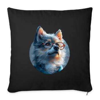 Illustration de Loup avec lunettes - Housse de coussin décorative 45 x 45 cm - noir - Devant