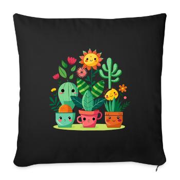 Amis des plantes - Housse de coussin décorative 45 x 45 cm - noir - Devant