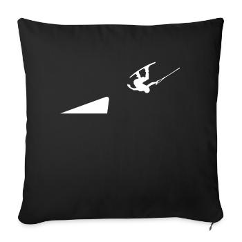 Sports nautiques Cascade Wakesurf Wakeboard Planche de surf - Housse de coussin décorative 45 x 45 cm - noir - Devant